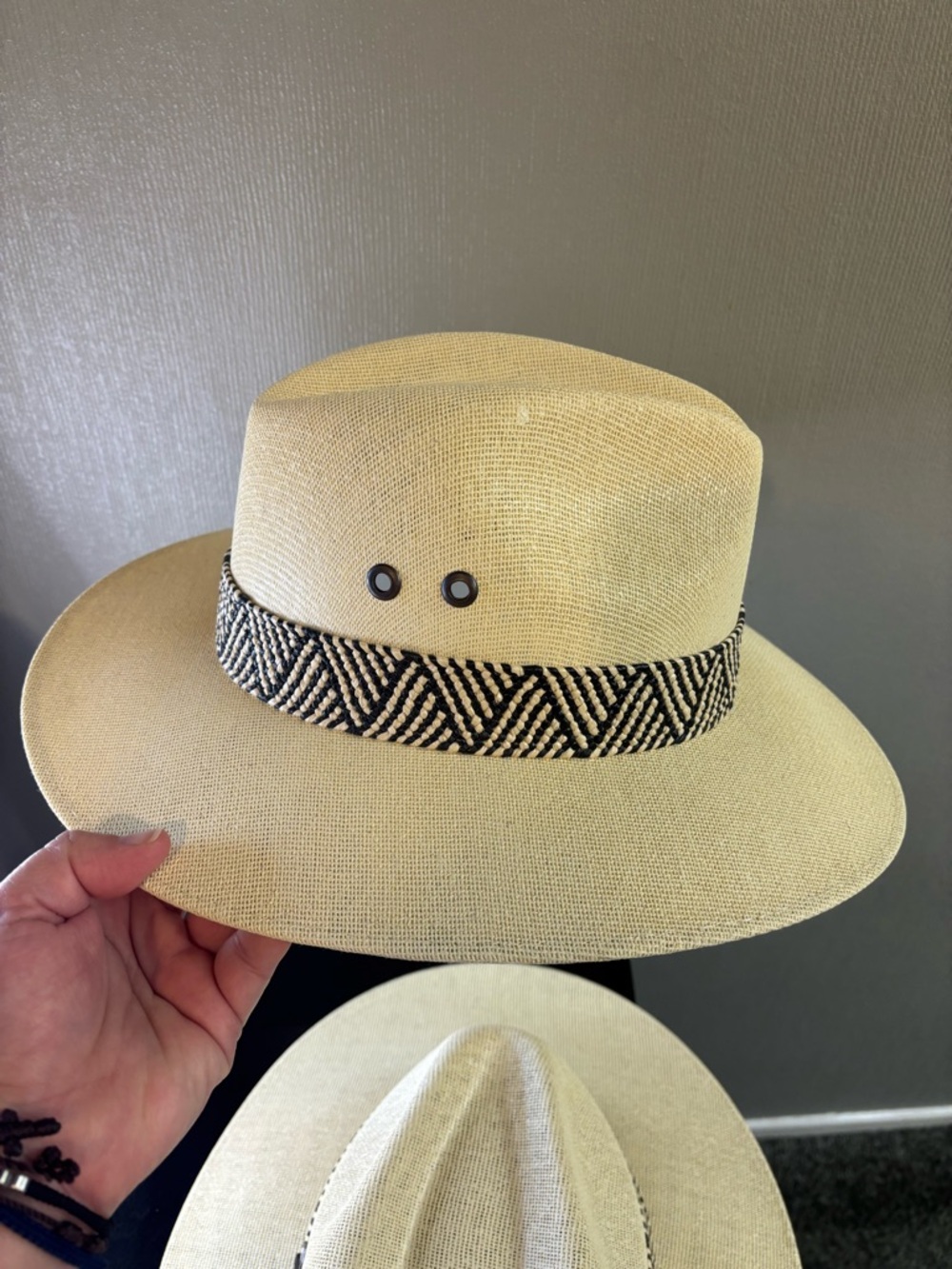 Set De 2 Sombreros Fedora Estilo Panam Tallas M Y L Banda Geomtrica View 4